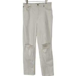 Abercrombie & Fitch The 90's Straight Ultra High Rise White Jeans Size 10